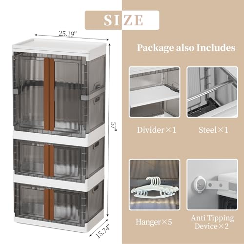 HAIXIN CLOSET ORGANIZERS AND STORAGE 77.6 GAL STACKABLE BINS - CLEAR - Brand New