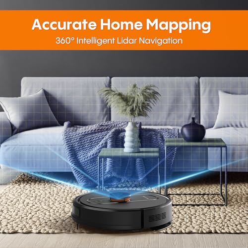 EITTON ROBOT VACUUM MOP SELF-EMPTYING 5000PA ROBOTIC VACUUM LIDAR NAVIGATION - Like New