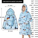 JOYWOO Wearable Blanket Hoodie for Kids, Oversized, Fuzzy Sherpa - Blue Shark - Like New