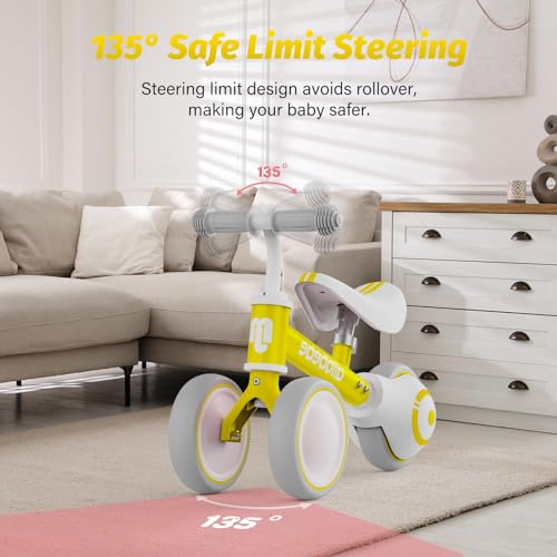 ALLOBEBE Baby Balance Bike, Toddler Bikes 12-36 Months Soft 3 Wheels - Yellow Like New