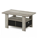 11158GYW FURINNO ANDREY COFFEE TABLE WITH BIN DRAWER FRENCH OAK GRAY/BLACK - Like New