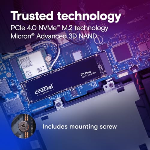 CRUCIAL P3 PLUS 1TB PCIE GEN4 3D NAND NVME M.2 SSD, UP TO 5000MB, CT1000P3P SSD - Like New