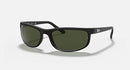 RAY BAN PREDATOR 2 RB2027 W1847 62-19 MATTE BLACK FRAME G-15 GREEN LENSES 62MM - Like New