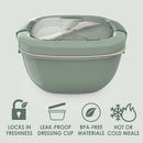 Bentgo Salad Container - 54 oz Bowl, Tray & Fork - Khaki Green - Brand New