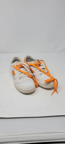 SAUCONY JAZZ COURT MENS LEATHER LIFESTYLE SHOES - SIZE: MEN 4 - WHITE/ORANGE - Like New