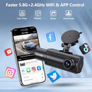 SHRINLUCK 4K+1080P+1080P 5.8GHZ WIFI DASH CAM FRONT REAR INSIDE FREE 64G - BLACK - Like New