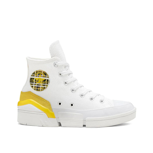 568648C CONVERSE MIX & MATCH CPX70 HIGH TOP, WOMEN SIZE 5.5 - WHITE/YELLOW/BLACK Like New