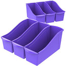 Storex Large Book Bin, Interlocking Plastic Organizer, Purple, 6-Pack - Brand New