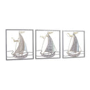 Adeco 3D Metal Sailboat Wall Art Set 2, 24" B0BZ7YQQL1 - Blue/Gold - Brand New