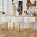 LUE BONA COUNTER HEIGHT BAR STOOL 27" H MODERN BAR BARREL BACKREST 1PC - GOLD - Like New
