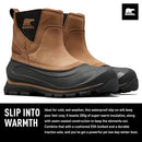 SOREL MEN'S BUXTON PULL ON WATERPROOF BOOT MEN 14 BROWN DELTA/BLACK - Like New