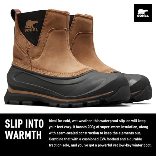 SOREL MEN'S BUXTON PULL ON WATERPROOF BOOT MEN 14 BROWN DELTA/BLACK - Like New