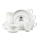STONE LAIN ALBIE STONEWARE 16 PIECE MODERN DINNERWARE SET WHITE SPECKLED - Like New