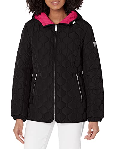 GUESS WOMEN'S QUILT SHORT LIGHT-WEIGHT JACKET - X-LARGE - QUILTED BLACK - Brand New