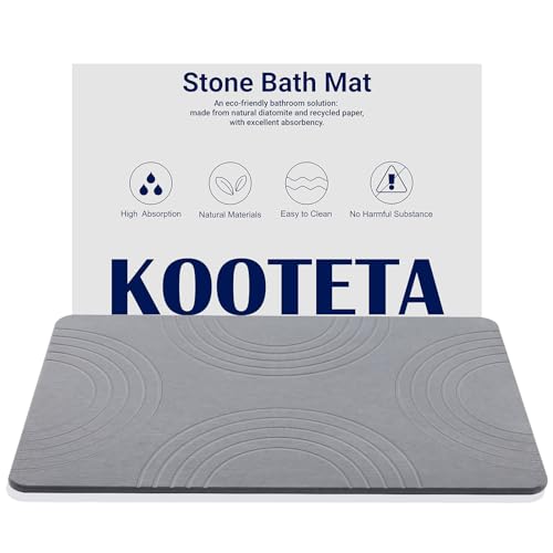 KOOTETA STONE BATH MAT, DIATOMACEOUS EARTH SHOWER MAT, (23.5X15" SEMICIRCULAR) - Like New