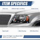Auto Dynasty Headlights 04-08 Ford F-150 Lincoln Mark LT, Black Amber - Brand New