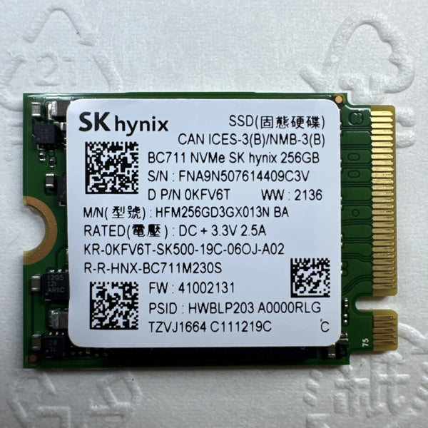 SK HYNIX BC711 256GB NVME SSD M.2 PCIE GEN3X4 - GREEN - Like New