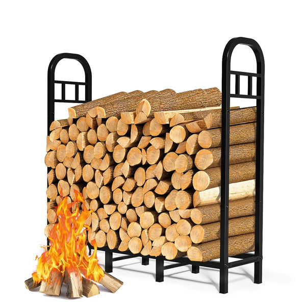 GREENER 4FT FIREWOOD RACK OUTDOOR - BLACK - Like New