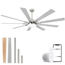 SODSEA OUTDOOR CEILING FAN WITH LIGHT, 72 INCH CEILING FAN - BRUSHED NICKEL - Like New