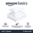 AMAZON BASICS LIGHTWEIGHT MICROFIBER 3 PIECE DUVET COVER SET FULL/QUEEN - WHITE - Brand New