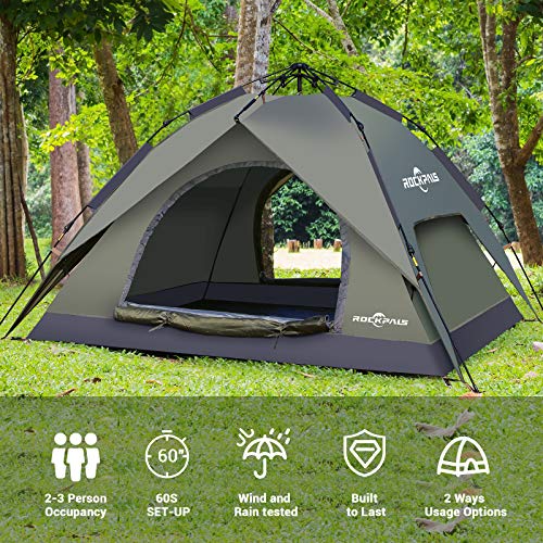ROCKPALS POP UP TENT FAMILY CAMPING LIGHT WEIGHT PORTABLE AUTOMATIC - GREEN - Like New