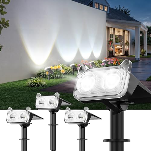 LETMY Solar Spot Lights Outdoor Waterproof with Bigger LED 4 Pack TSL003 - White - Like New
