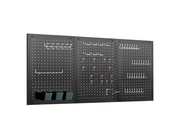 LUGO 62 PC PEGBOARD WALL ORGANIZER KIT, 24"X16" - BLACK - Like New