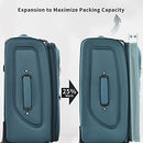 MERAX SUITCASE SET SOFTSIDE 3-PIECE LUGGAGE WITH TSA LOCK SPINNER WHEELS - BLUE - Like New