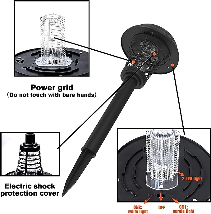 Solar Mosquito Repellent Mosquito Zapper Killer Waterproof Lamp Repellent 2Pack Like New