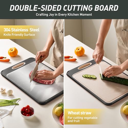 SOCISEN STAINLESS STEEL CUTTING BOARD, DOUBLE SIDED FOOD GRADE, MEDIUM SIZE - Like New