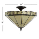 JONATHAN Y Jasmine 2-Light Semi-Flush Mount 16" Tiffany Mosaic, Cream - Brand New