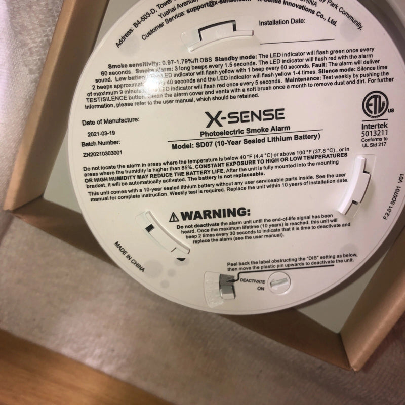PHOTOELECTRIC 2-NIB X-SENSE SD07 PHOTOELECTRIC SMOKE ALARM ESCAPE LIGHT SHELF 7 - Like New