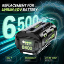 JOROMOV 2 PACK 6500MAH REPL FOR RYOBI 40V LITHIUM BATTERY OP4040 - BLACK/GREEN - Like New