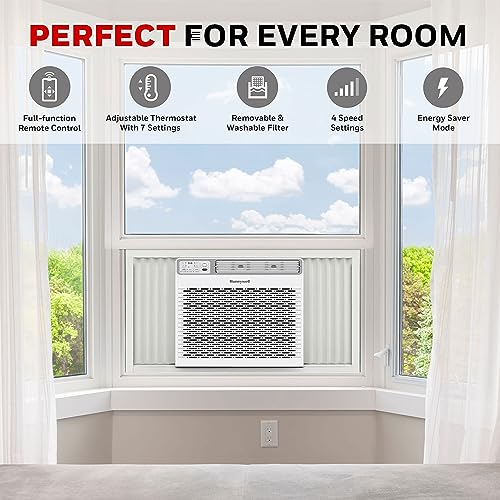 HONEYWELL 10,000 BTU WINDOW AIR CONDITIONER, REMOTE, LED - WHITE - Like New