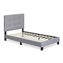 FURINNO LAVAL BUTTON TUFTED UPHOLSTERED PLATFORM BED FRAME TWIN GLACIER GRAY - Like New