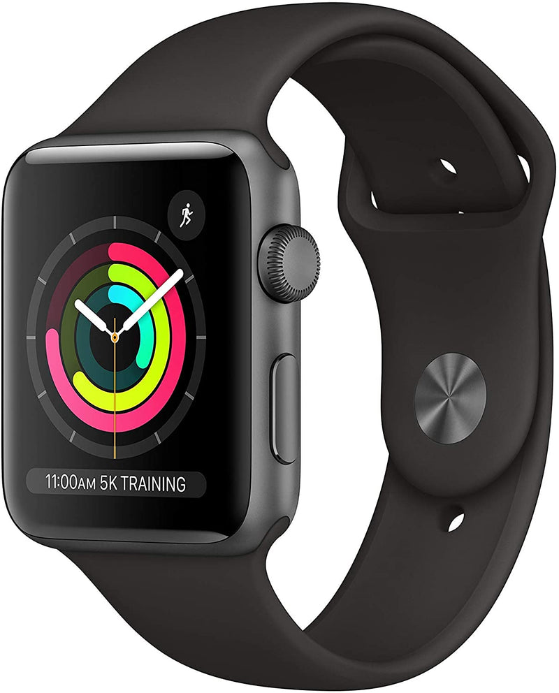 For Parts: APPLE WATCH SERIES 3 GPS 42mm SPACE GRAY ALUMINUM BLACK CRACKED SCREEN/LCD