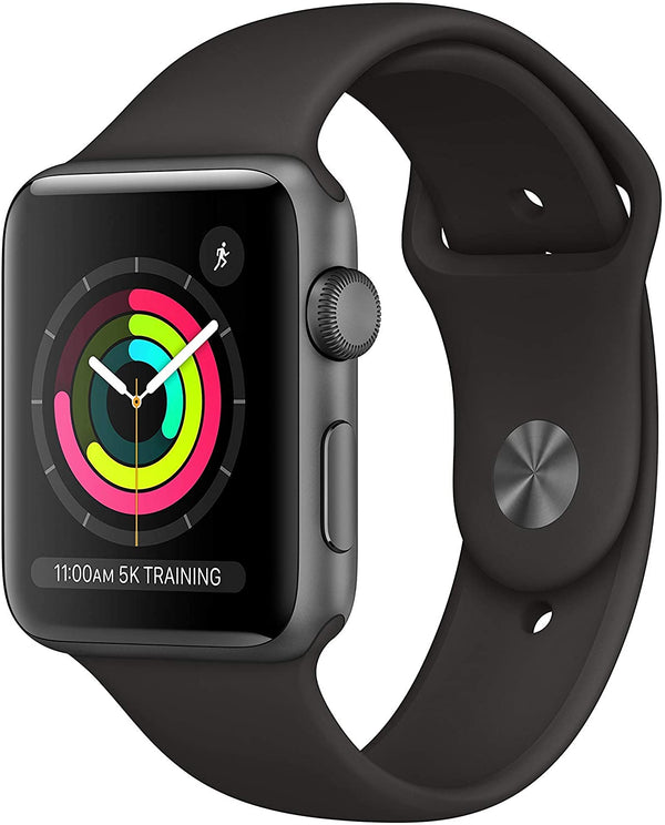 APPLE WATCH SERIES 3 GPS 42mm SPACE GRAY ALUMINUM - BLACK SPORT MQL12LL/A Like New