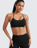 CRZ YOGA BUTTERLUXE WOMENS Y BACK SPORTS BRA PADDED R BACK LOW IMPACT M BLACK - Like New