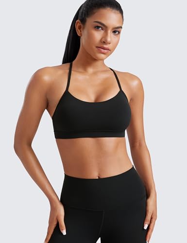 CRZ YOGA BUTTERLUXE WOMENS Y BACK SPORTS BRA PADDED R BACK LOW IMPACT M BLACK - Like New