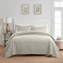 DAN RIVER 3 PIECE PINSONIC QUILT SET OATMEAL GEOMETRIC REVERSIBLE KING - OATMEAL - Like New