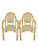French Bistro Patio/Indoor Dining Chair 2 Pack, Beig/Green, CHIVARI - 2 CHAIRS - Like New