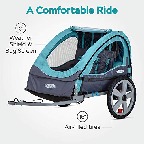 INSTEP SYNC AND TAKE 2 Double SeatBIKE TRAILER FOR KIDS 12-QE127 - LIGHT BLUE - Like New