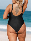 CUPSHE WOMEN PLUS SIZE ONE PIECE SWIMSUIT V NECK MESH SHEER TUMMY CONTROL - XL - Like New