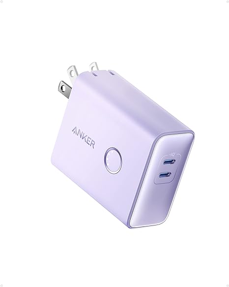 Anker 45W Wall Charger with Portable Charger Dual-Port USB-C A1626 - Purple - Like New