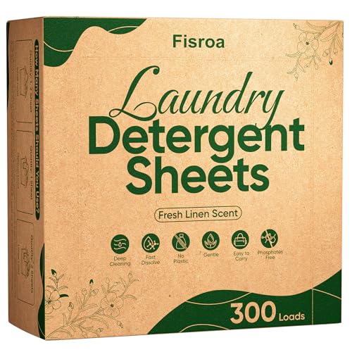 FISROA Travel laundry detergent sheets, 300 loads, Fresh Linen Scent - Brand New