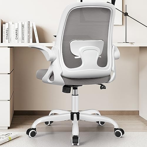 Office Chair Ergonomic Desk Chairs with Lumbar Support and Flip-up Arms Gray - Like New