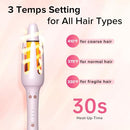 HAHAHOPE AUTOMATIC CURLING IRON ROTATING CURLING WAND 2 BARREL SIZES - PINK - Like New