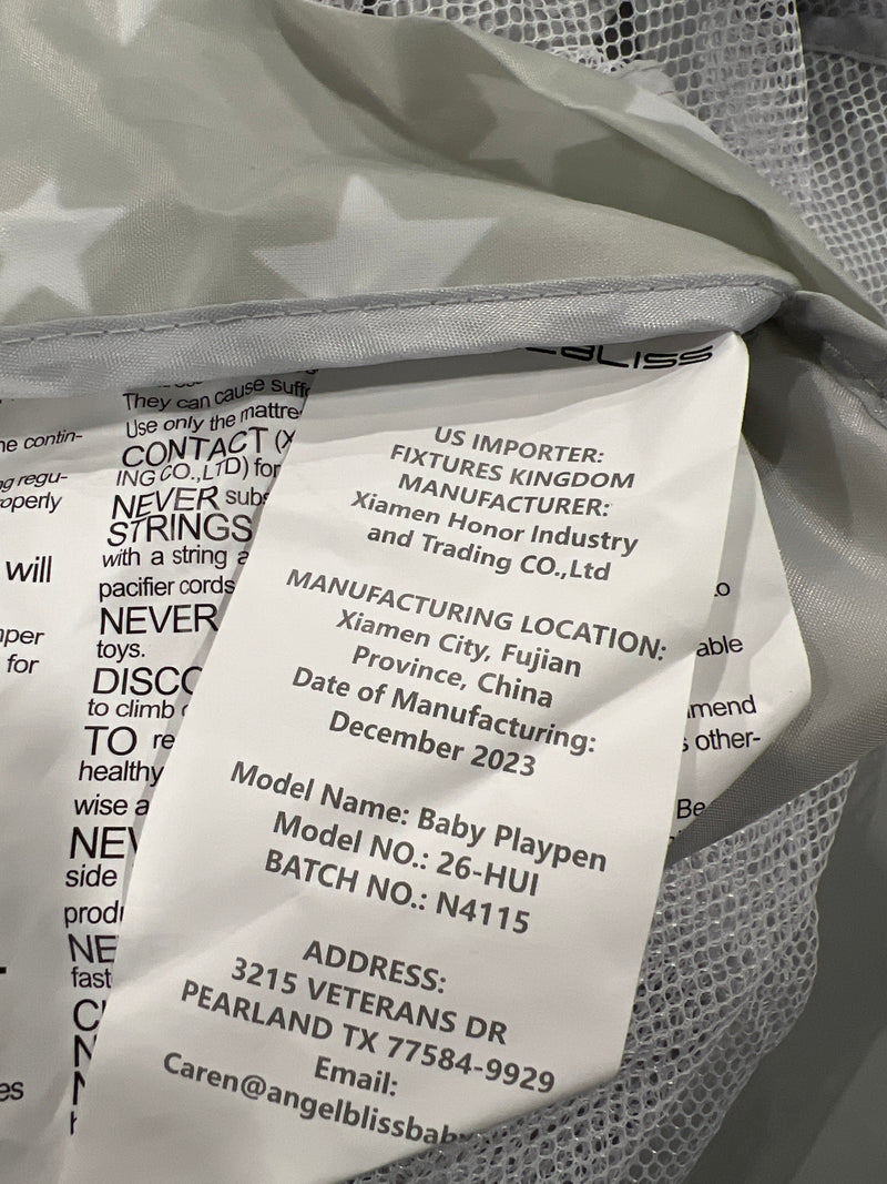 ANGELBLISS BABY PLAYPEN LARGE BABY PLAYARD PLAY PENS FOR BABIES TODDLERS - GRAY - Like New