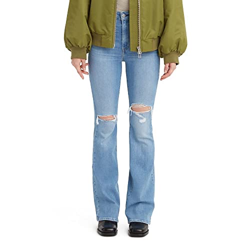 S117407 LEVI'S W28/L32 WOMEN'S 726 HIGH RISE FLARE JEANS LETS TALK BLUE 28X32 - Like New