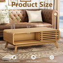 WINDSOR COFFEE TABLE,MID CENTURY MODERN TABLE STORAGE,SLIDING DOOR - OAK - Like New